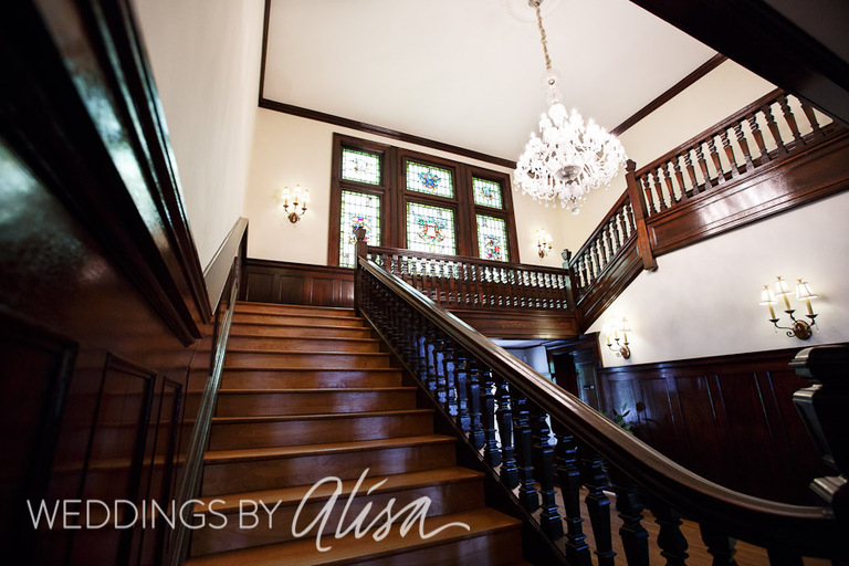 Staircase where Bride and Groom make their entrance at the Mansion at Maple Heights