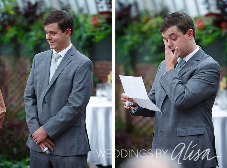 Groom reading his vows at Phipps Wedding Ceremony