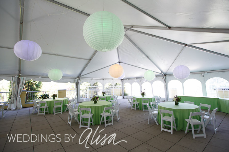 Green and Purple wedding details at Mellon Park ceremony