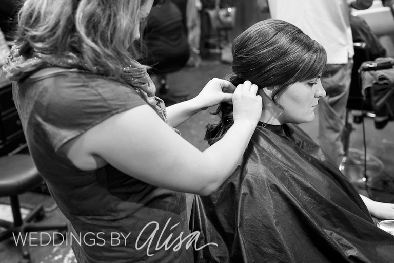 Bride getting ready at Verve Salon downtown Pittsburgh