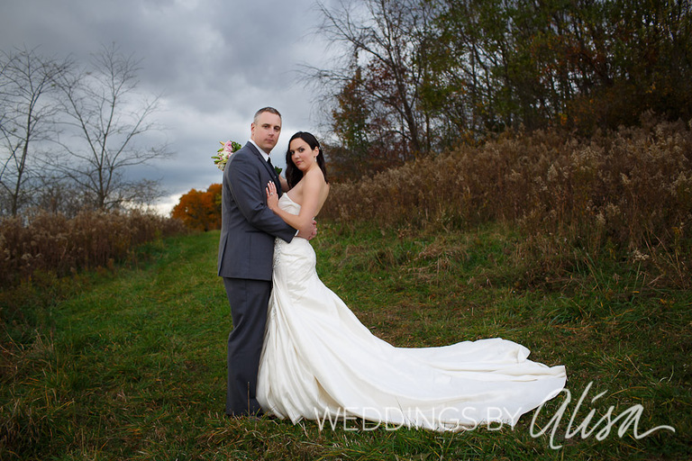 Bride and groom wedding ceremony at Five Pines Barn in North Huntingdon