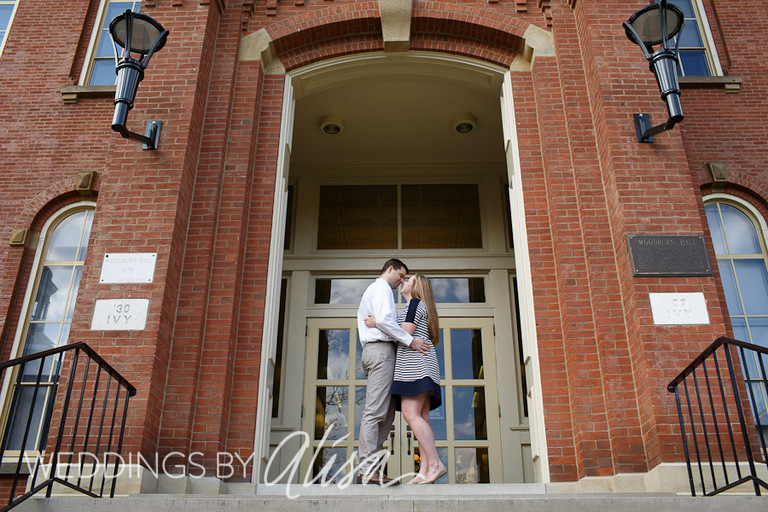 Engagement photos on WVU Campus