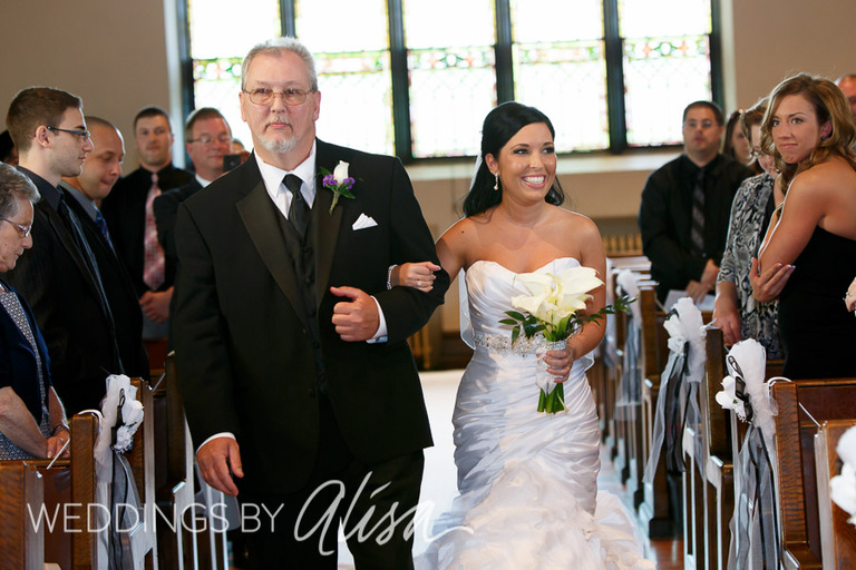 Bride walking down the aisle in Pittsburgh