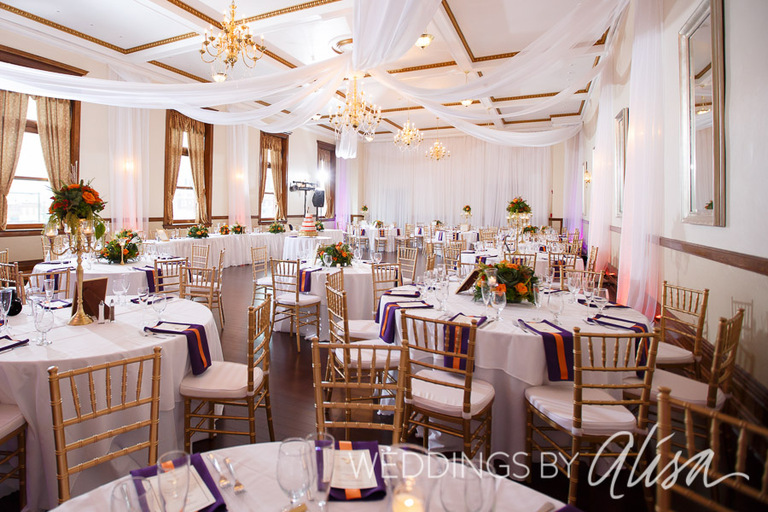 Gold Chiavari Chairs at Wedding Reception in Butler