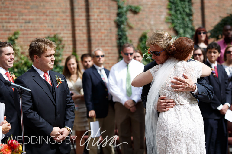 Father giving away daughter at wedding ceremony in Pittsburgh