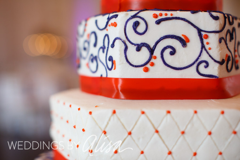 Orange and Purple Wedding Cake