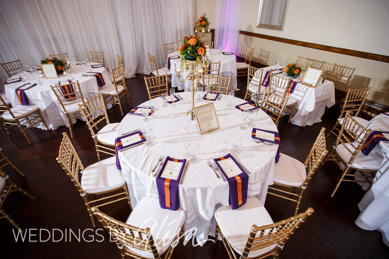 Round tables at wedding reception in Butler