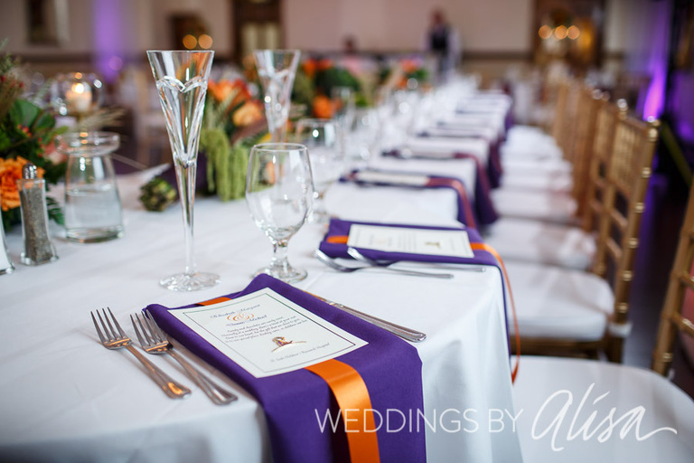 Wedding favors and gold Chiavari Chairs at Wedding Reception