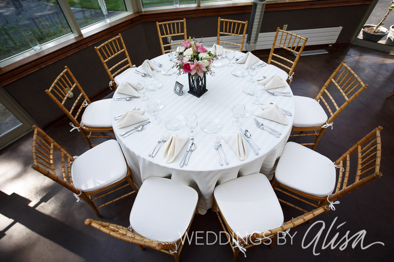Wedding reception table settings at Springwood