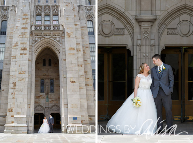 Wedding photos on Pitt's campus in Oakland