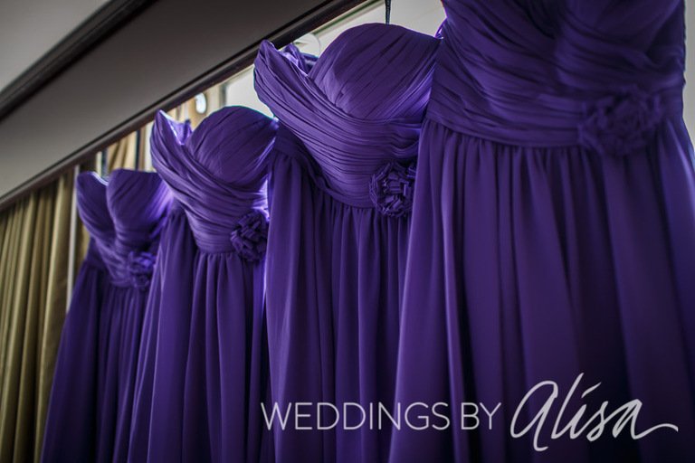 Purple plum strapless bridesmaid dresses