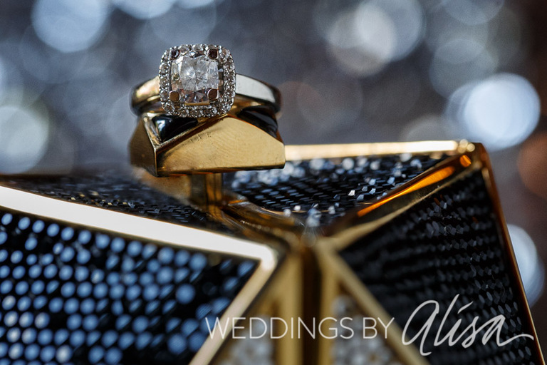 Glamorous and glittery engagement ring shot