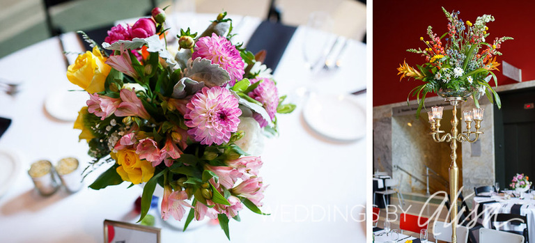 Black and white wedding details