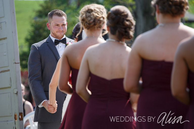Outdoor spring ceremony at barn wedding in Pittsburgh