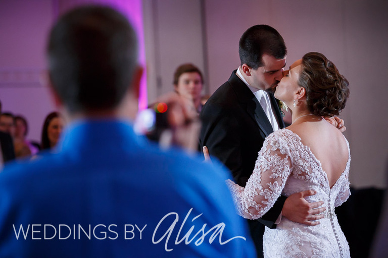 Bride and groom have first dance