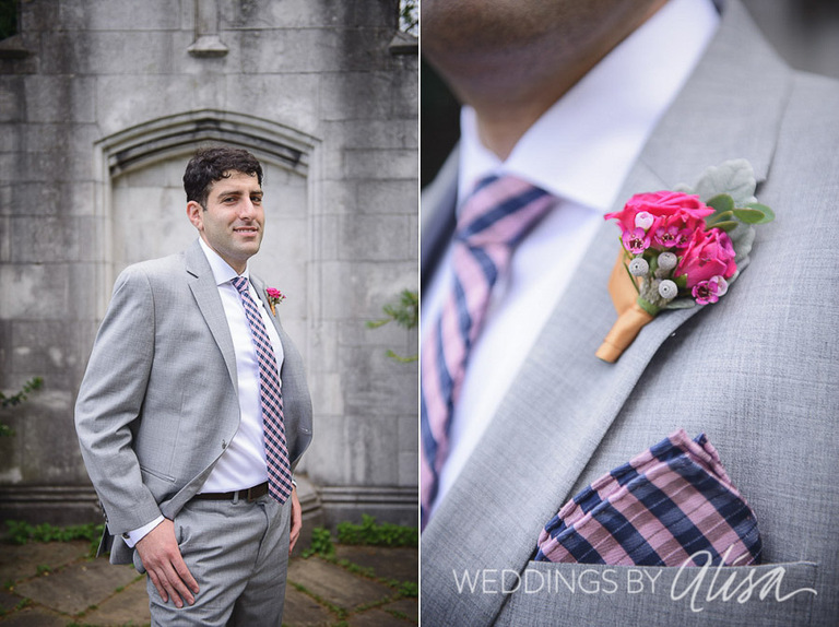 Jewish Groom pink and blue plaid tie