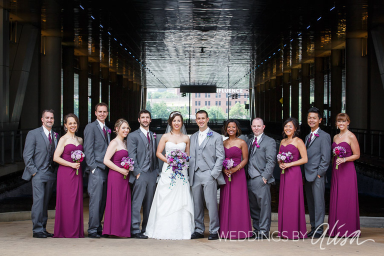 Bridal Party Photos at Convention Center in Pittsburgh