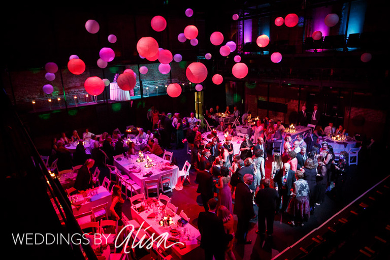 Colorful uplighting at Pittsburgh Wedding