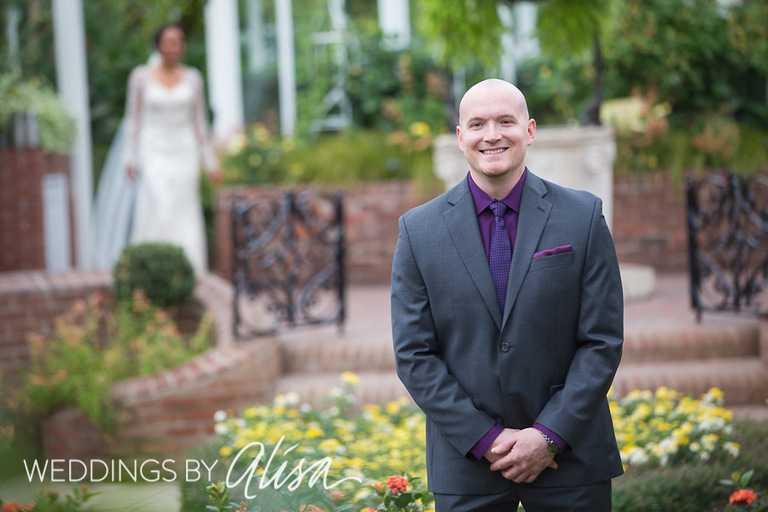 Bride Groom first look in Broderie Room at Phipps