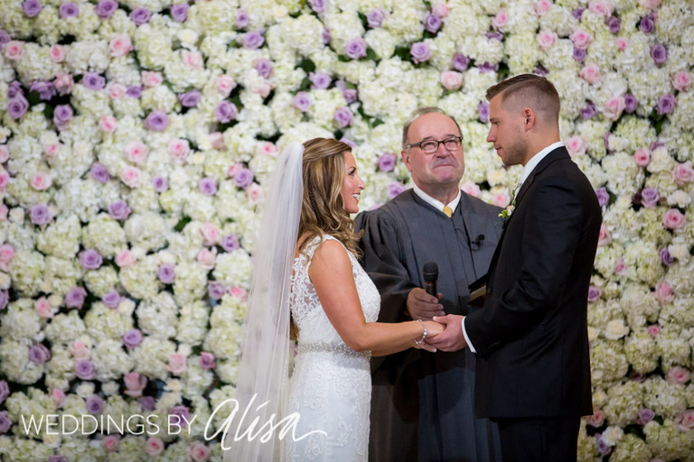 Bride and groom saying vows at museum wedding in Pittsburgh