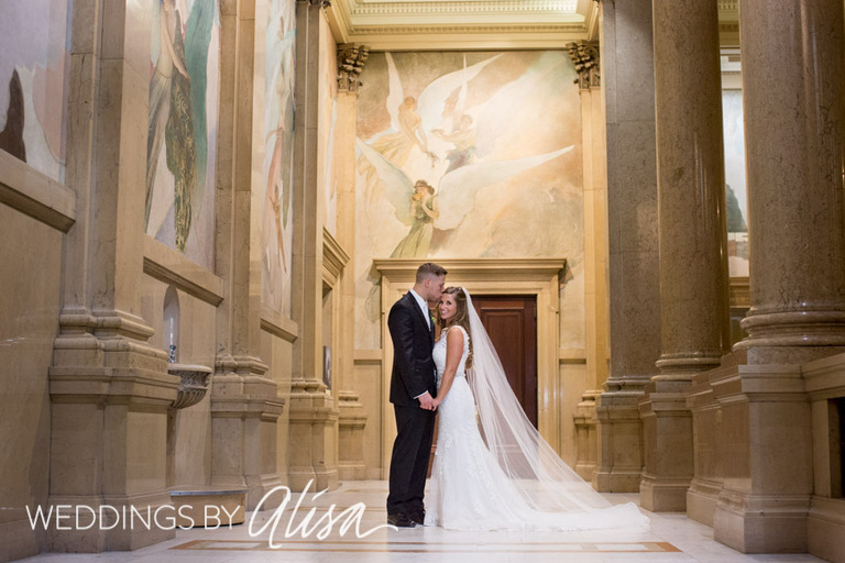 Wedding portraits at museum in Pittsburgh