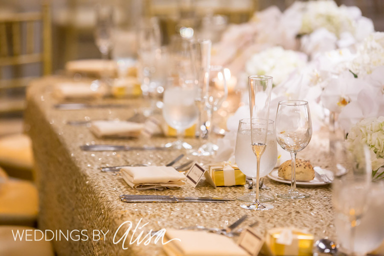 White orchids and hydrangeas wedding flowers 