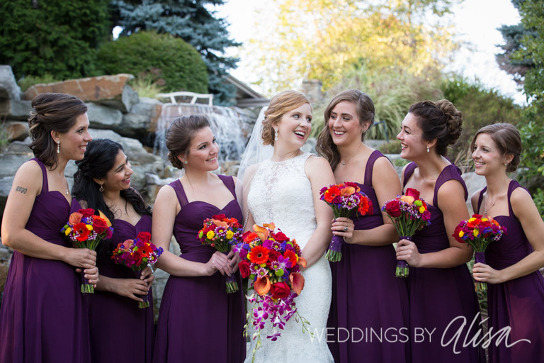 Fall leaves wedding photos