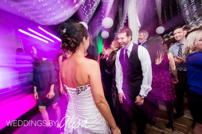 Fun, bold Halloween Purple wedding reception
