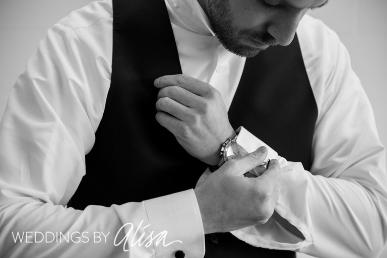 Groom getting ready for Halloween Wedding