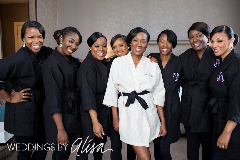 Black and white bridesmaids