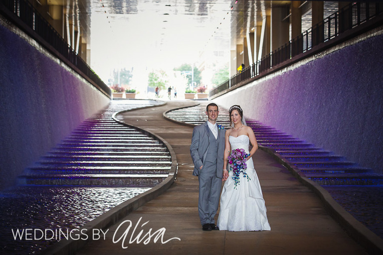 Purple wedding details at Pittsburgh Convention Center