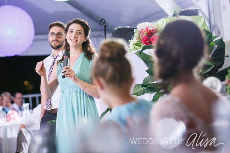 Toasting the bride and groom at Jewish Squirrel Hill wedding