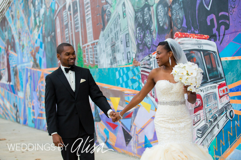 Wilkinsburg mural wedding photos Pittsburgh