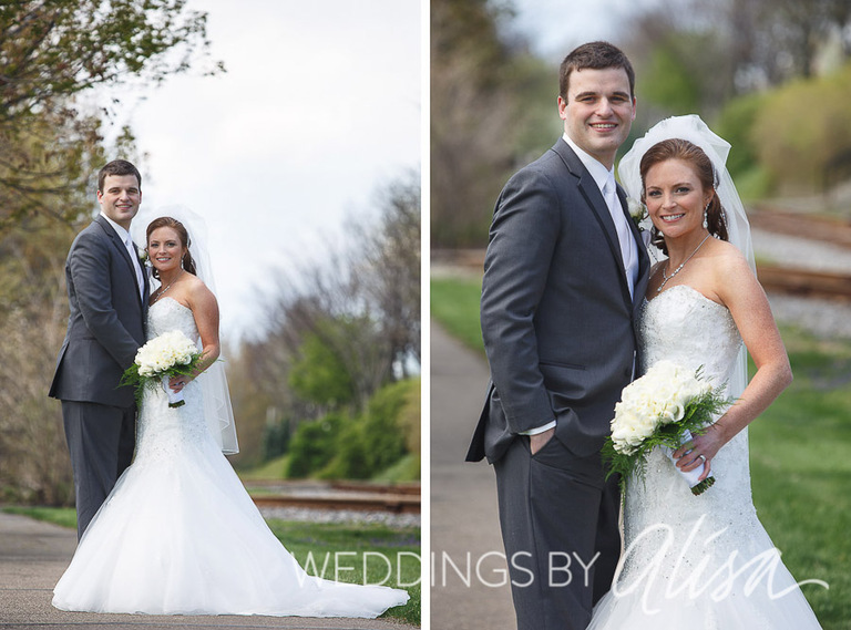 Bride and groom pose for portraits after rainy Pittsburgh Wedding