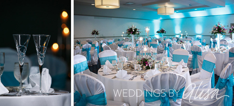 Turquoise and hot pink wedding flowers at Pittsburgh Wedding