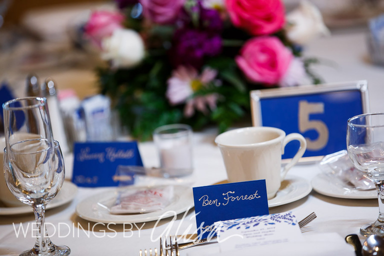 Hot pink, purple, royal blue wedding colors