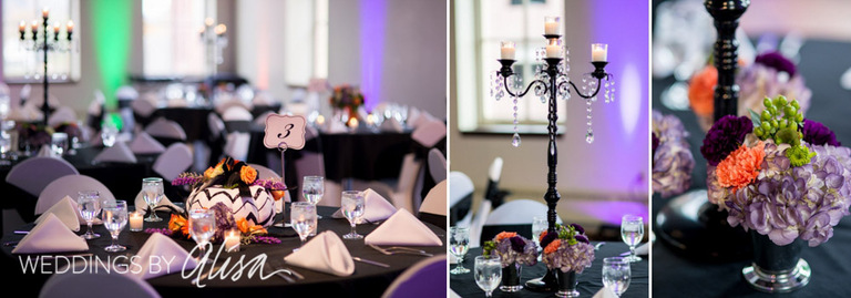 Black and purple Halloween Wedding Details