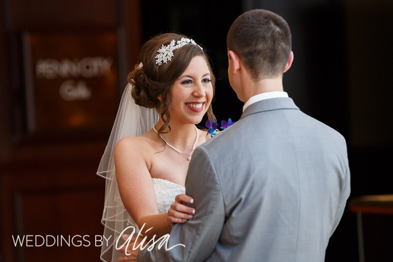 Groom sees bride for first time on wedding day