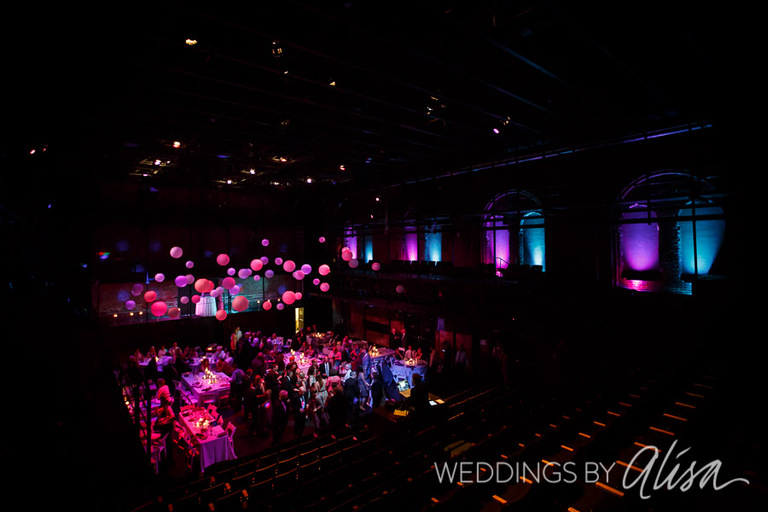 Purple and Teal uplighting at wedding reception in Pittsburgh