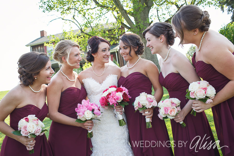 Shades of pink wedding flowers