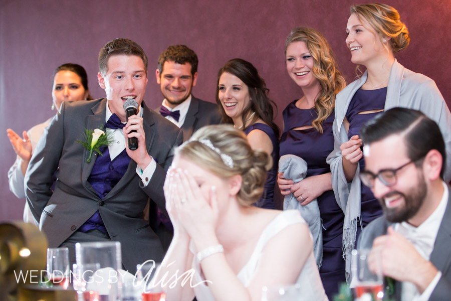 Toasting the bride and groom at wedding reception in Steubenville